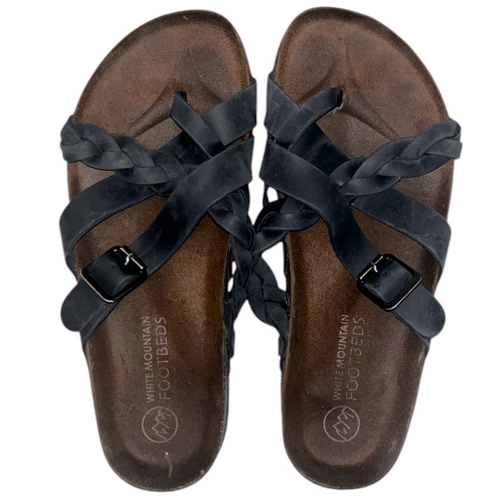 White Mountain Harrington Footbeds Blue Slip On Braided Sandals